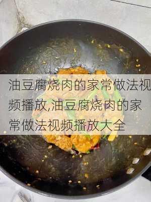 油豆腐烧肉的家常做法视频播放,油豆腐烧肉的家常做法视频播放大全